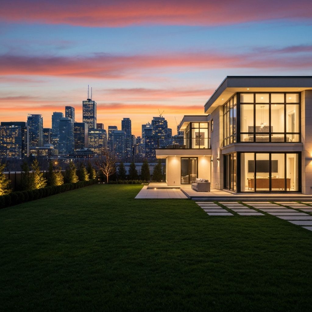 Luxury Toronto home at dusk